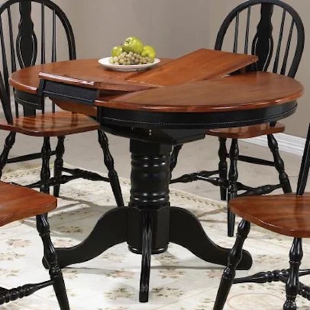 Round Pedestal Dining Table with Butterfly Leaf